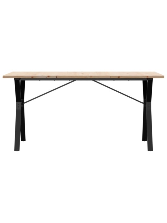 Valgomojo stalas, 160x80x75,5cm, pušis ir ketus, Y formos rėmas