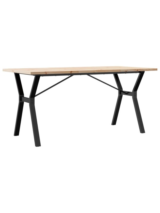 Valgomojo stalas, 160x80x75,5cm, pušis ir ketus, Y formos rėmas