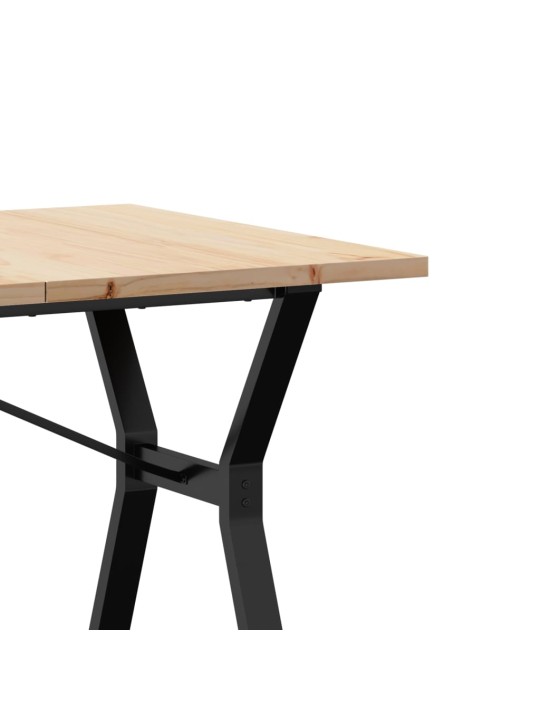 Valgomojo stalas, 160x80x75,5cm, pušis ir ketus, Y formos rėmas