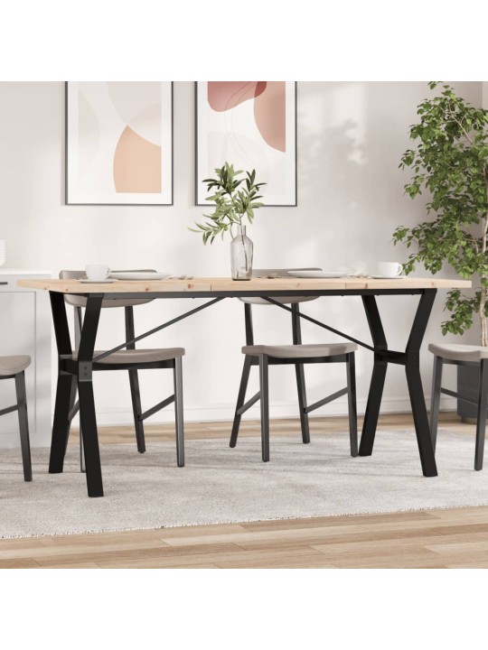 Valgomojo stalas, 160x80x75,5cm, pušis ir ketus, Y formos rėmas