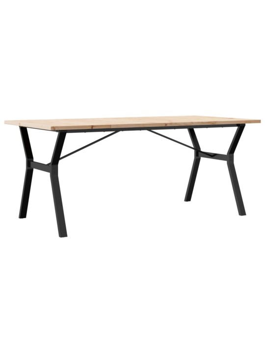 Valgomojo stalas, 180x90x75,5cm, pušis ir ketus, Y formos rėmas