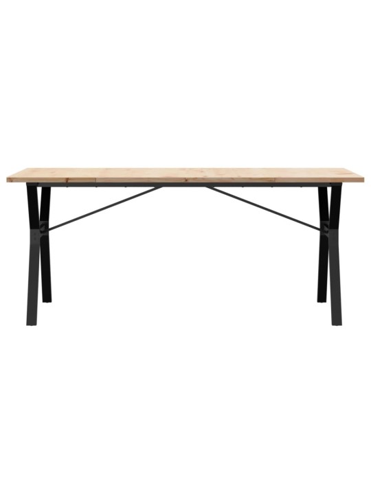 Valgomojo stalas, 180x90x75,5cm, pušis ir ketus, Y formos rėmas