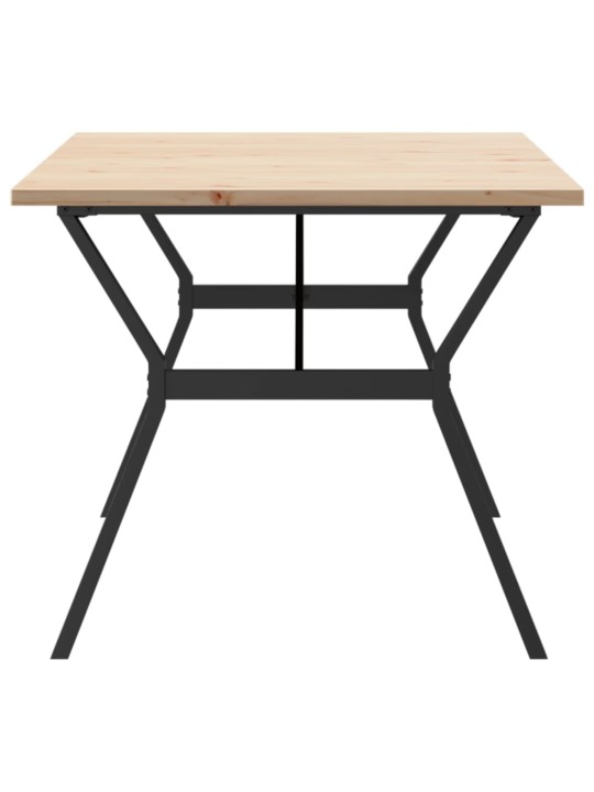 Valgomojo stalas, 180x90x75,5cm, pušis ir ketus, Y formos rėmas