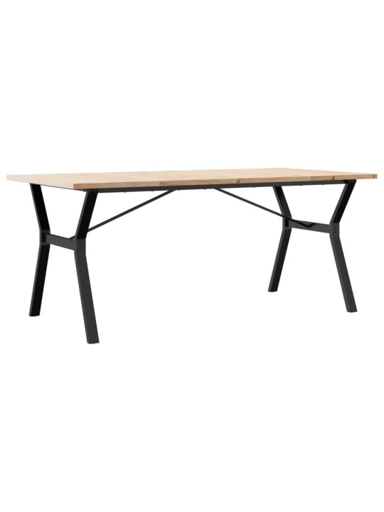 Valgomojo stalas, 180x90x75,5cm, pušis ir ketus, Y formos rėmas