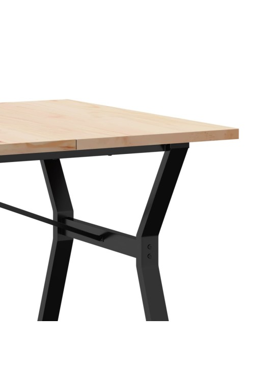 Valgomojo stalas, 180x90x75,5cm, pušis ir ketus, Y formos rėmas