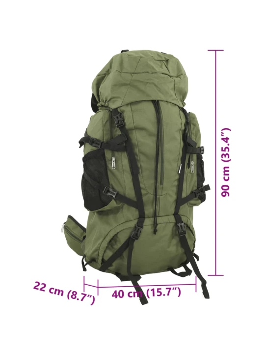 Turistinė kuprinė, uniformnė žalia, 100L, oksfordo audinys