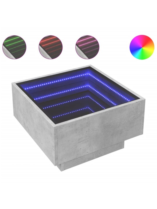 Kavos staliukas su LED, betono, 50x50x30cm, apdirbta mediena