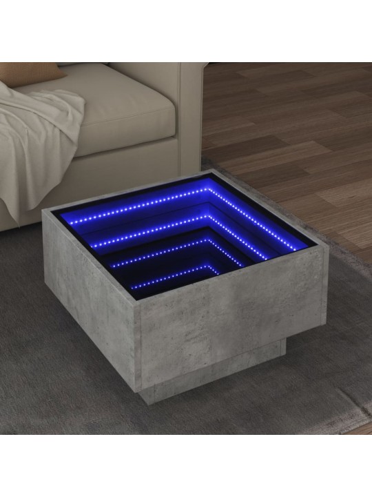 Kavos staliukas su LED, betono, 50x50x30cm, apdirbta mediena