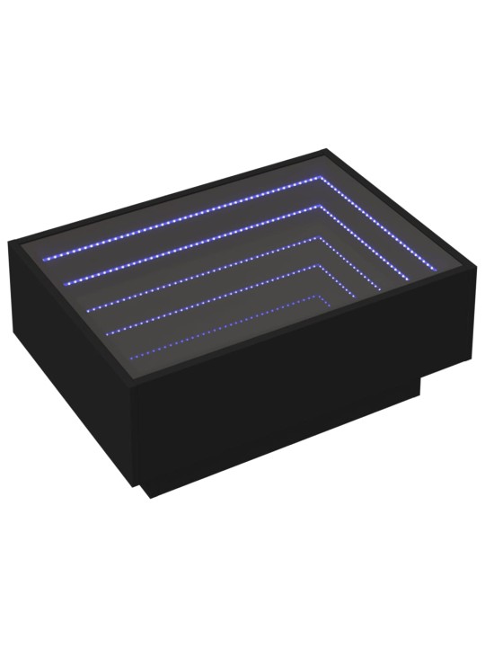 Kavos staliukas su LED, juodas, 70x50x30cm, apdirbta mediena