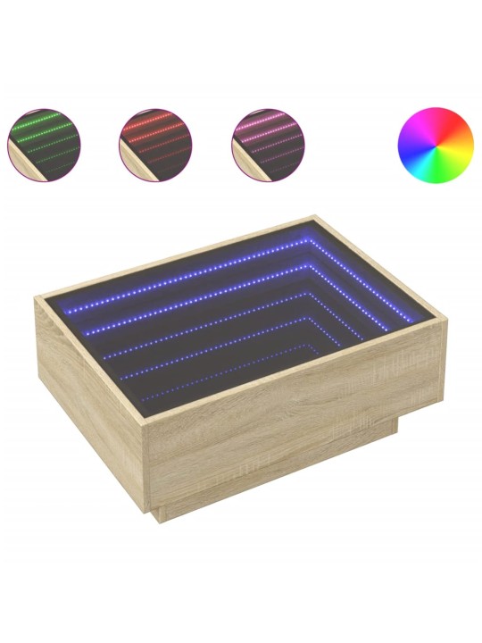 Kavos staliukas su LED, ąžuolo, 70x50x30cm, apdirbta mediena