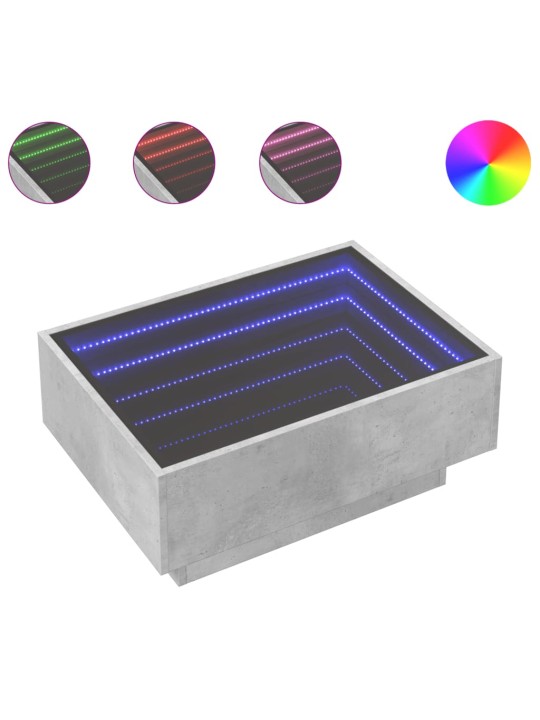 Kavos staliukas su LED, betono, 70x50x30cm, apdirbta mediena