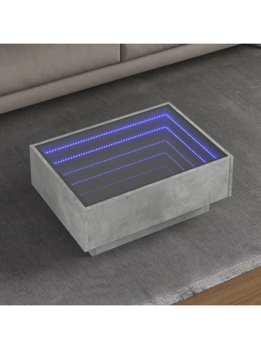 Kavos staliukas su LED, betono, 70x50x30cm, apdirbta mediena
