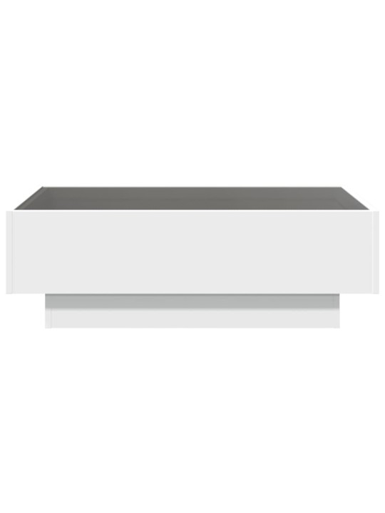 Kavos staliukas su LED, baltas, 90x50x30cm, apdirbta mediena