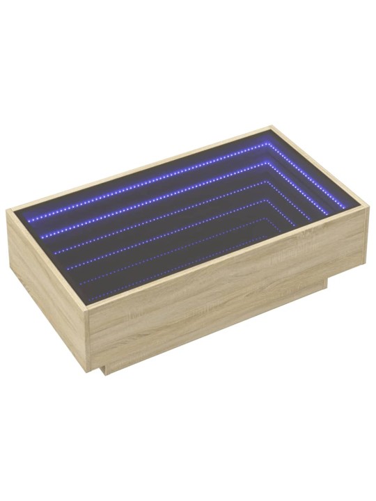 Kavos staliukas su LED, ąžuolo, 90x50x30cm, apdirbta mediena