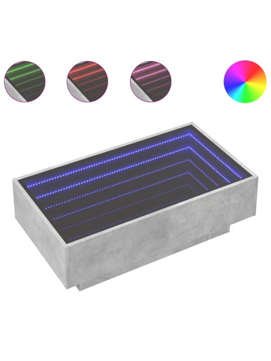 Kavos staliukas su LED, betono, 90x50x30cm, apdirbta mediena
