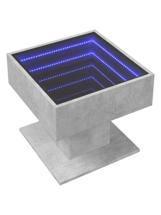Kavos staliukas su LED, betono, 50x50x45cm, apdirbta mediena