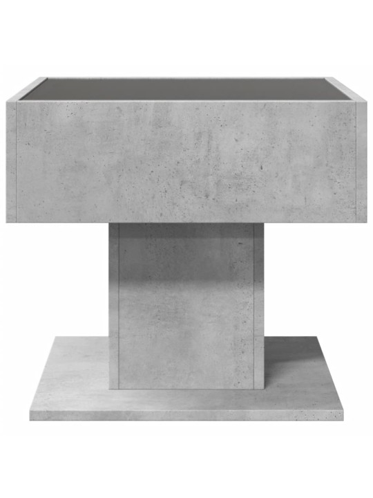 Kavos staliukas su LED, betono, 50x50x45cm, apdirbta mediena