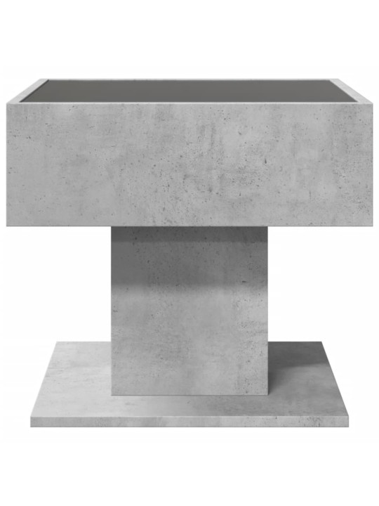 Kavos staliukas su LED, betono, 50x50x45cm, apdirbta mediena