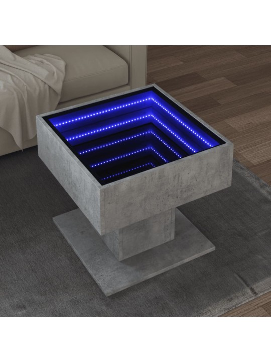 Kavos staliukas su LED, betono, 50x50x45cm, apdirbta mediena