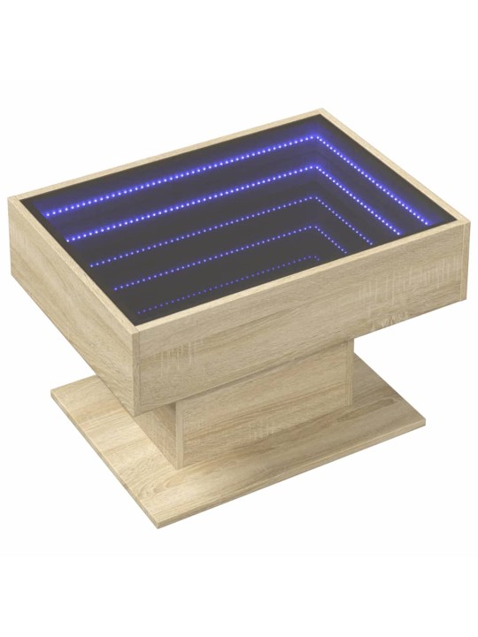 Kavos staliukas su LED, ąžuolo, 70x50x45cm, apdirbta mediena