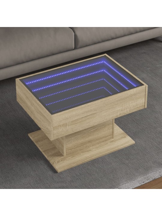 Kavos staliukas su LED, ąžuolo, 70x50x45cm, apdirbta mediena