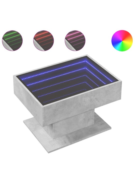 Kavos staliukas su LED, betono, 70x50x45cm, apdirbta mediena