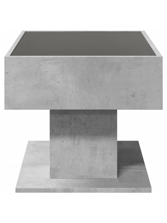 Kavos staliukas su LED, betono, 70x50x45cm, apdirbta mediena