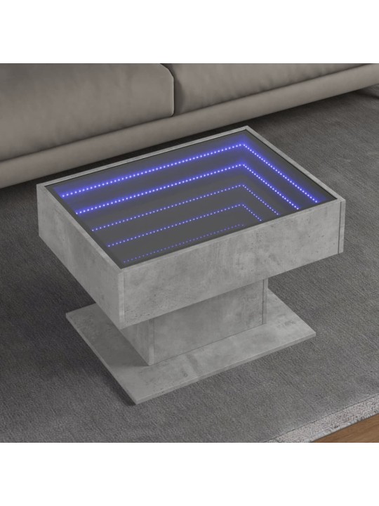 Kavos staliukas su LED, betono, 70x50x45cm, apdirbta mediena