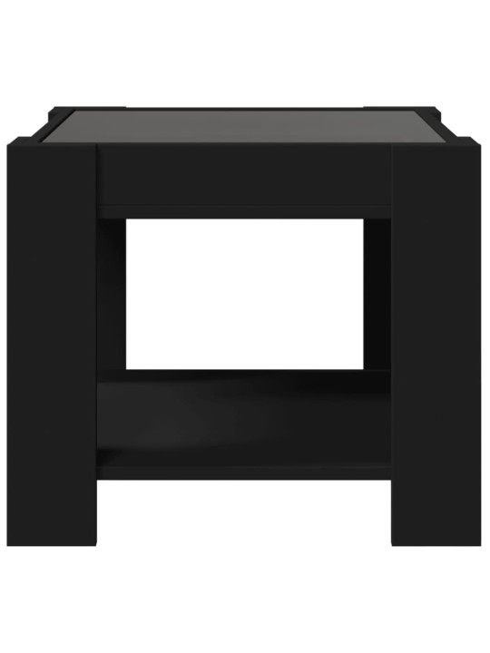 Kavos staliukas su LED, juodas, 53x53x45cm, apdirbta mediena
