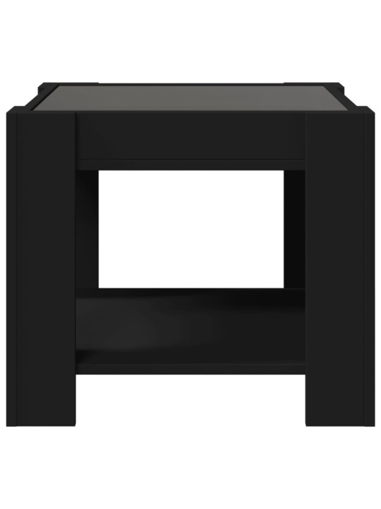 Kavos staliukas su LED, juodas, 53x53x45cm, apdirbta mediena
