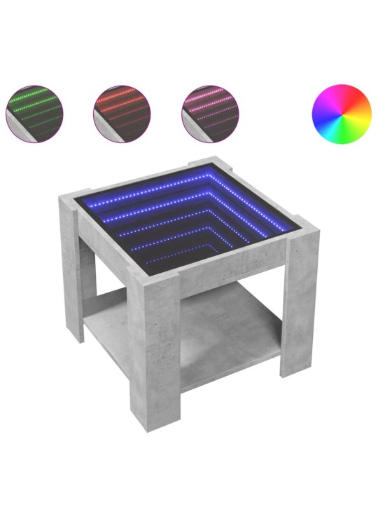 Kavos staliukas su LED, betono, 53x53x45cm, apdirbta mediena
