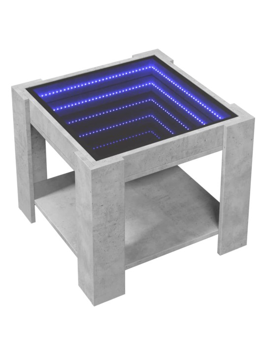 Kavos staliukas su LED, betono, 53x53x45cm, apdirbta mediena