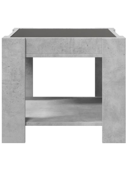 Kavos staliukas su LED, betono, 53x53x45cm, apdirbta mediena
