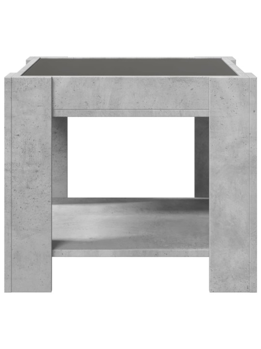 Kavos staliukas su LED, betono, 53x53x45cm, apdirbta mediena