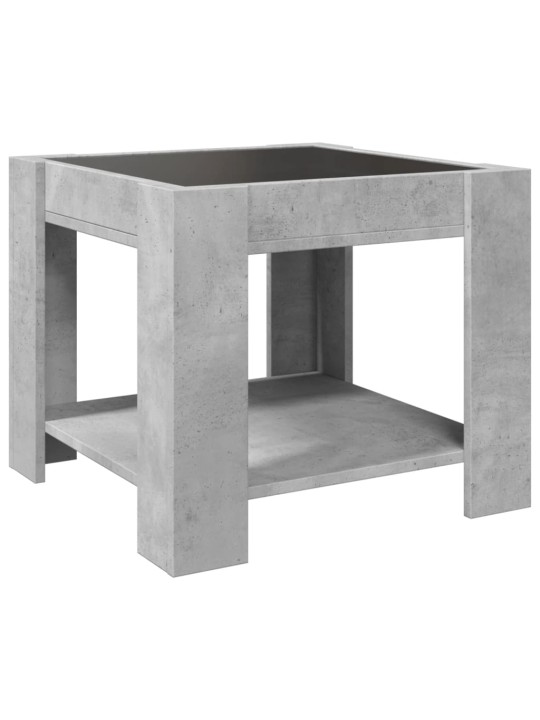 Kavos staliukas su LED, betono, 53x53x45cm, apdirbta mediena