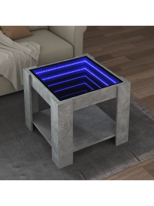 Kavos staliukas su LED, betono, 53x53x45cm, apdirbta mediena