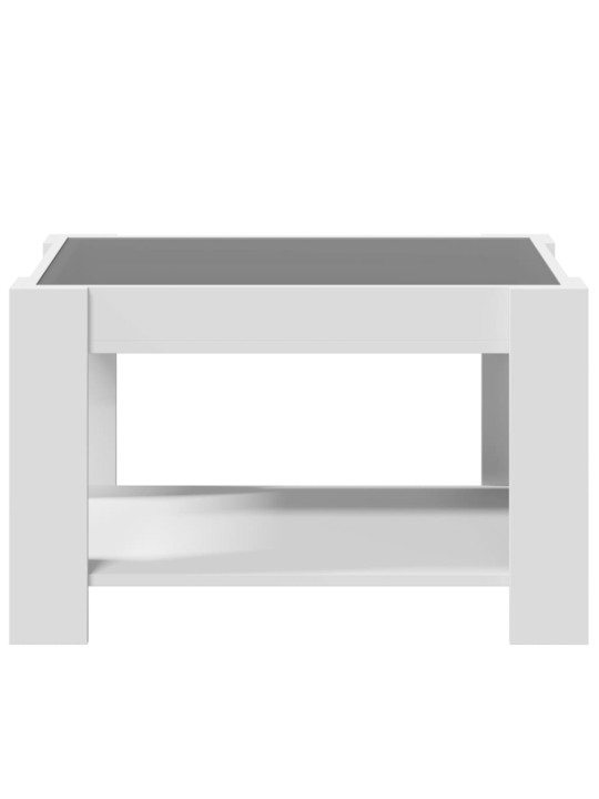 Kavos staliukas su LED, baltas, 73x53x45cm, apdirbta mediena