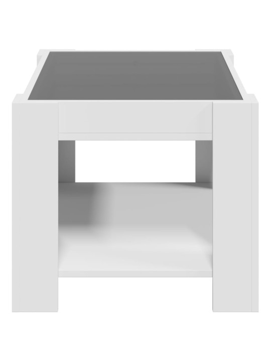 Kavos staliukas su LED, baltas, 73x53x45cm, apdirbta mediena
