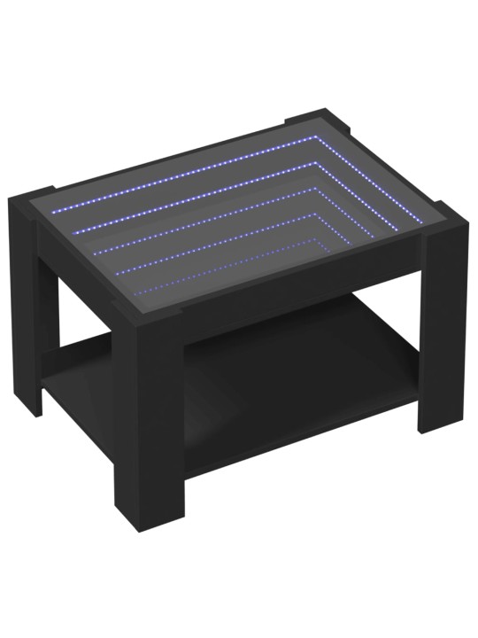 Kavos staliukas su LED, juodas, 73x53x45cm, apdirbta mediena