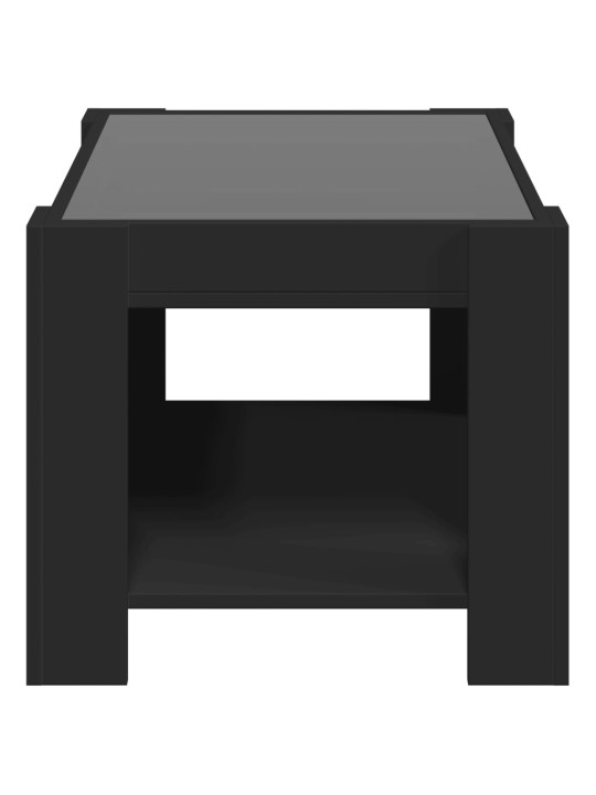 Kavos staliukas su LED, juodas, 73x53x45cm, apdirbta mediena
