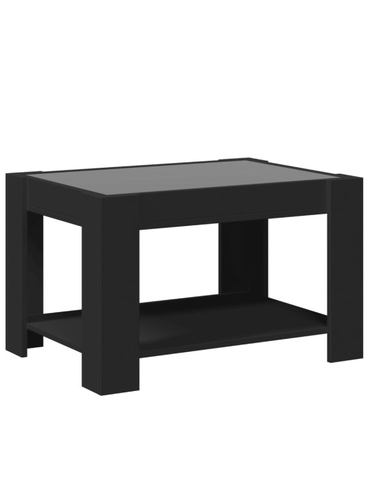 Kavos staliukas su LED, juodas, 73x53x45cm, apdirbta mediena