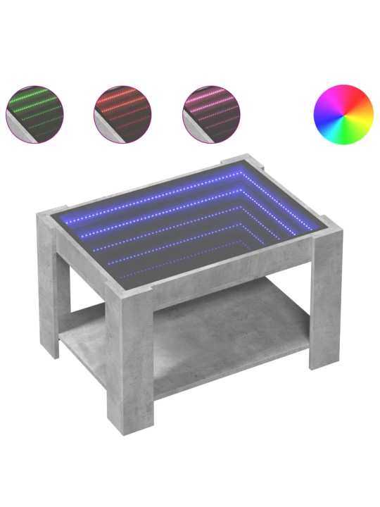 Kavos staliukas su LED, betono, 73x53x45cm, apdirbta mediena