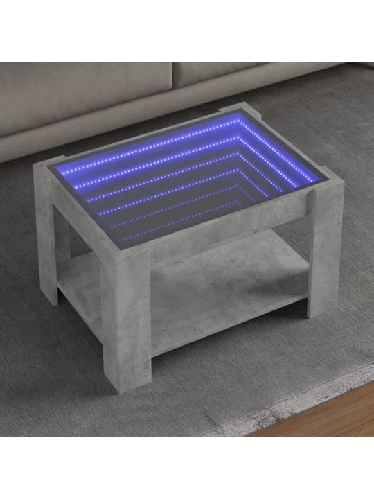 Kavos staliukas su LED, betono, 73x53x45cm, apdirbta mediena