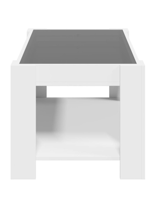 Kavos staliukas su LED, baltas, 93x53x45cm, apdirbta mediena