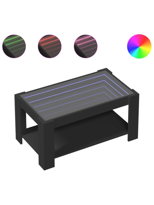 Kavos staliukas su LED, juodas, 93x53x45cm, apdirbta mediena