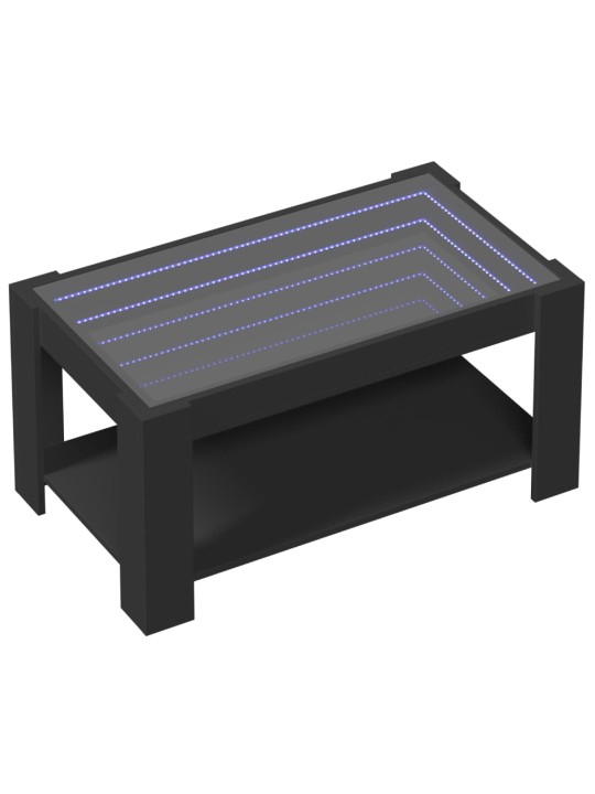 Kavos staliukas su LED, juodas, 93x53x45cm, apdirbta mediena