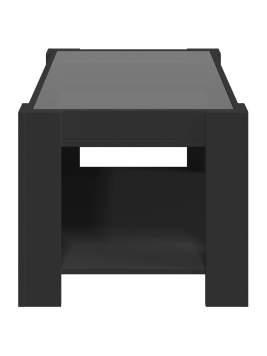 Kavos staliukas su LED, juodas, 93x53x45cm, apdirbta mediena