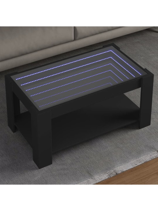 Kavos staliukas su LED, juodas, 93x53x45cm, apdirbta mediena