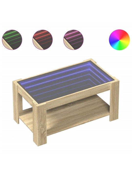 Kavos staliukas su LED, ąžuolo, 93x53x45cm, apdirbta mediena