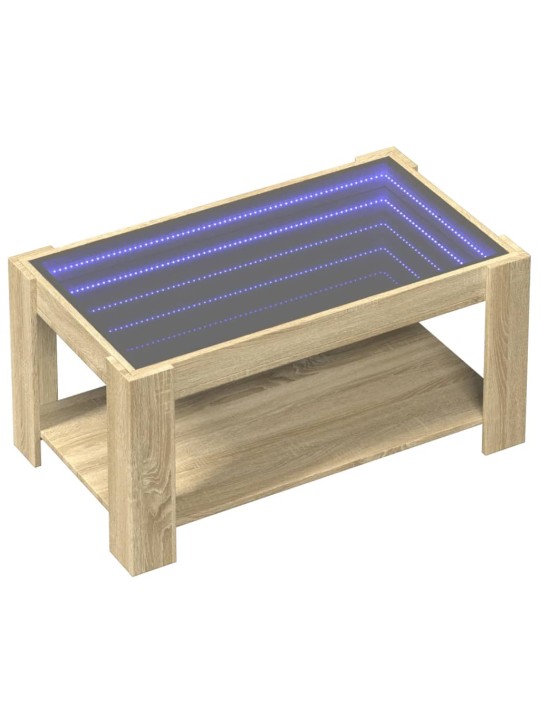 Kavos staliukas su LED, ąžuolo, 93x53x45cm, apdirbta mediena